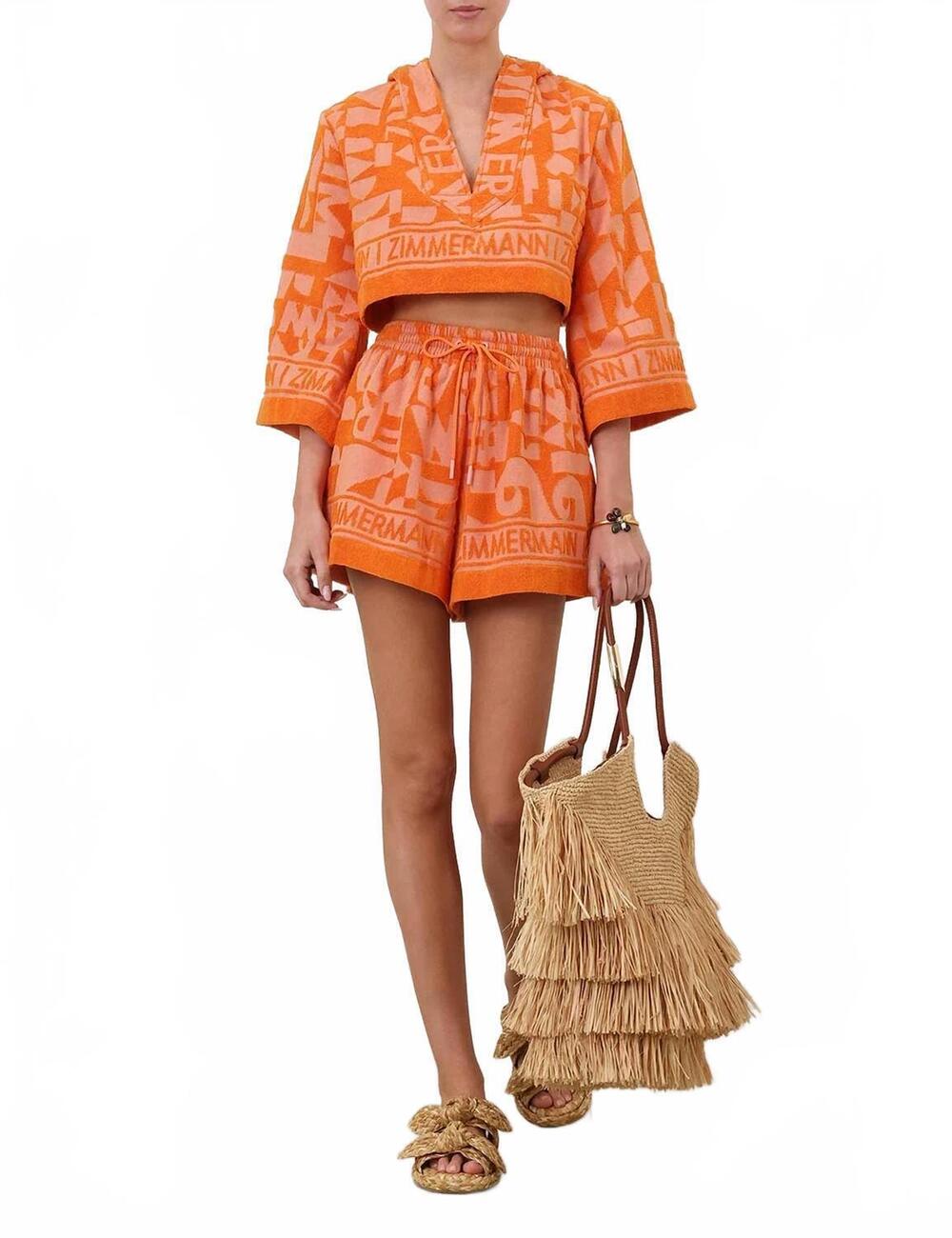 NEW ZIMMERMANN solstice towelling top in orange